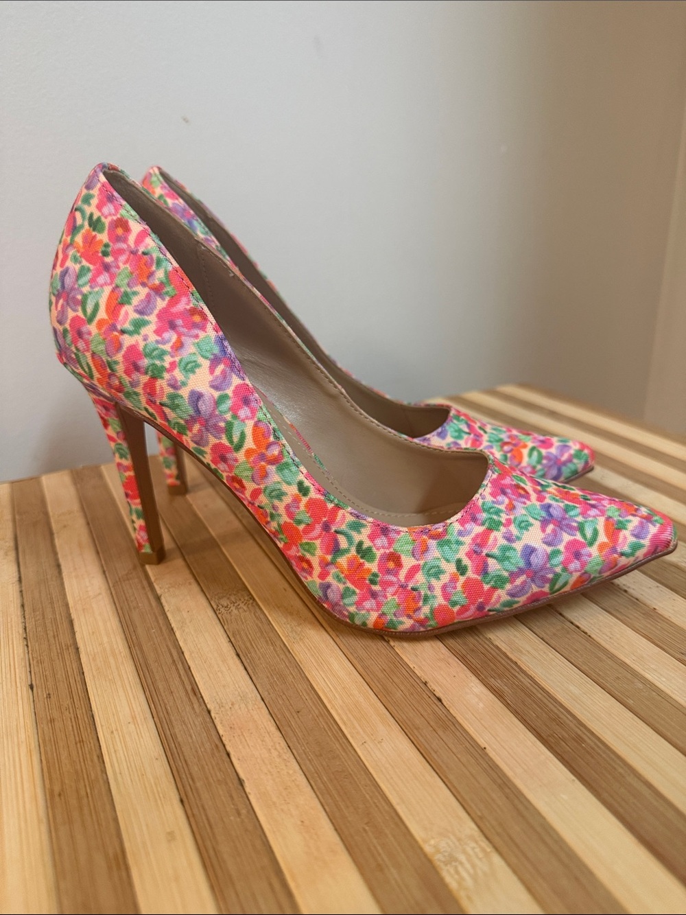Michael Shannon Pink Floral Pointed-Toe Stiletto Heels